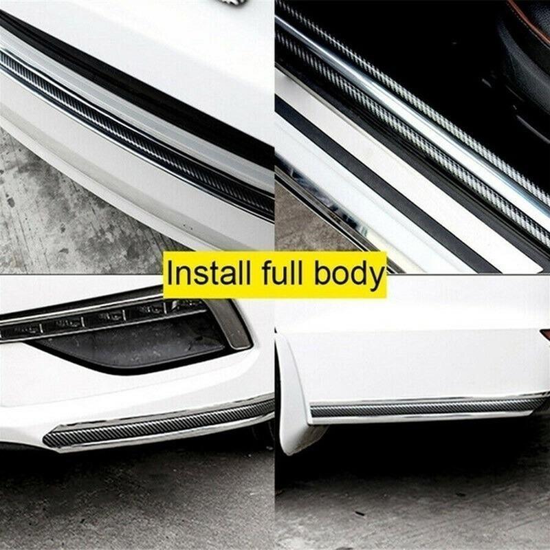 1Pcs Car Styling Door Sill Protector Carbon Fiber Moulding Strip Trim Front Bumper