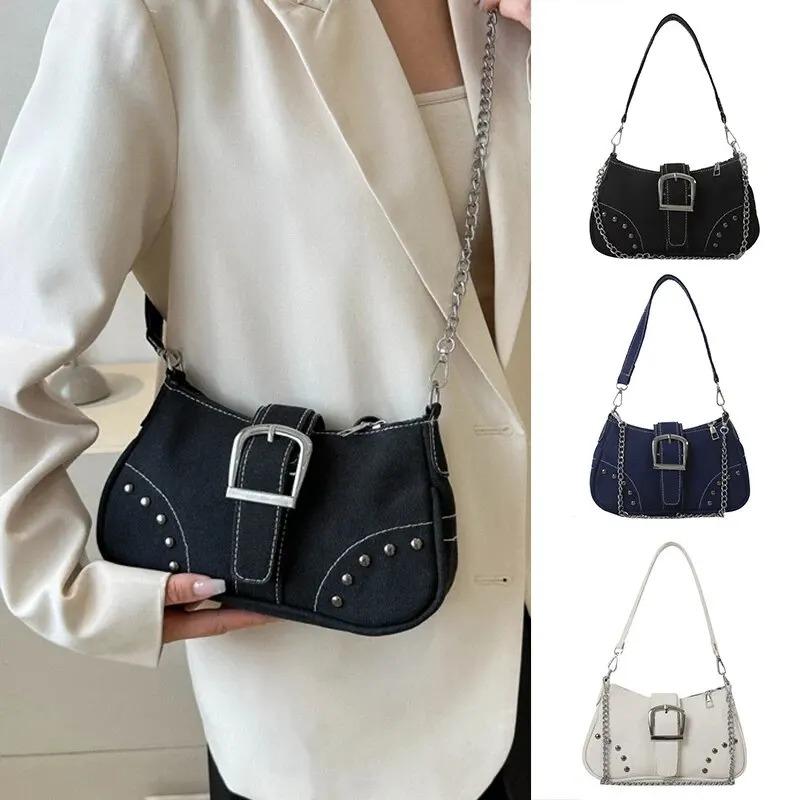 Simple Retro Underarm Bag Fashionable Trend Casual Shoulder Bag Canvas Casual Texture Crossbody Bag for Women