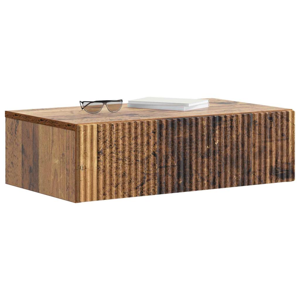 Wall Mounted Side Table Reclaimed Wood Look 59 x 34.5 x 17 cm