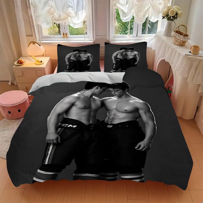 Ccm Hockey Players Print 3Pcs Bedding Set,Duvet Cover with 2 Bedro,Pillowcase Home Birthday Gift