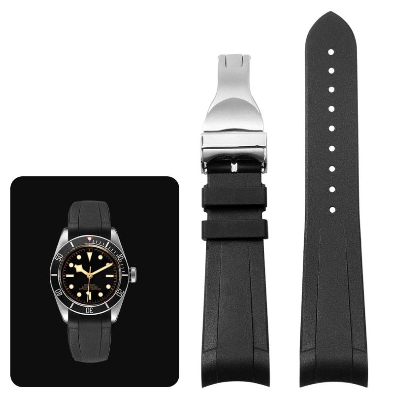 

Классический высококачественный резиновый ремешок для часов Tudor Black Bay GMT с застежкой-молнией, черный, синий, красный, 22 мм 22mm