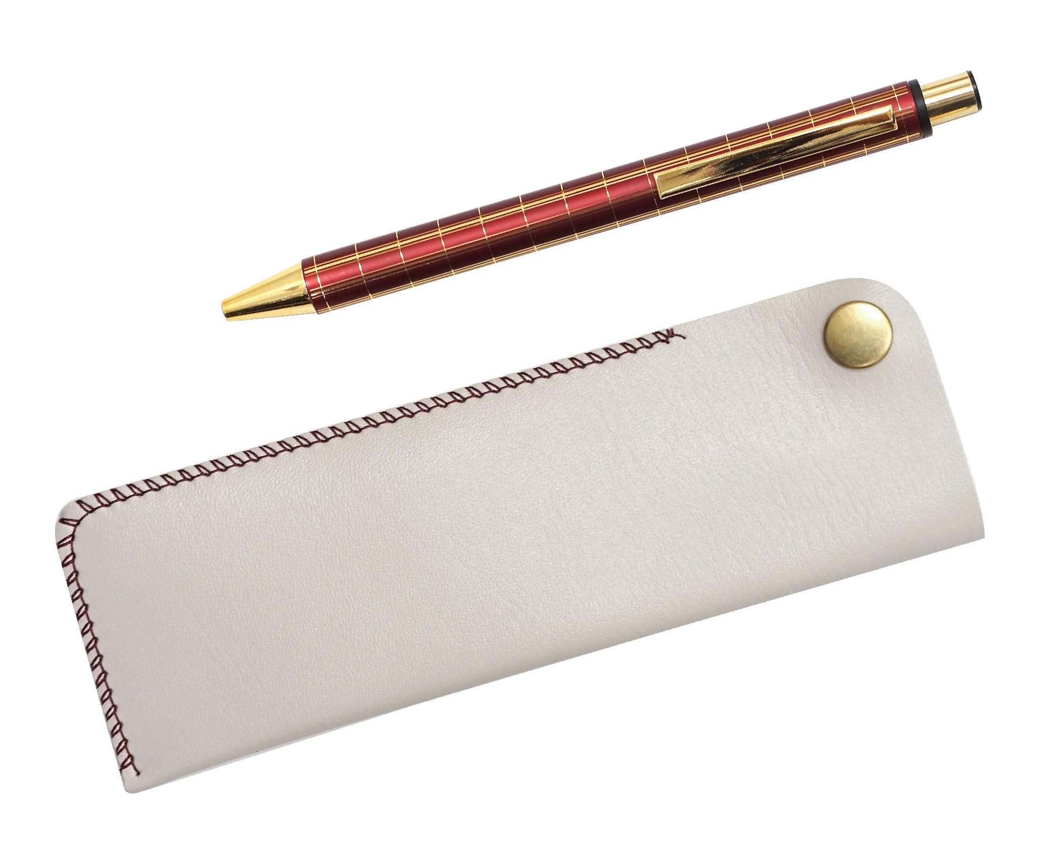 

White NQ30K pen case with thick metal straight knock and double anodized lattice ballpoint pen set snap-closure (red, 3-pack) (T23-NK01W-NQ30KB-R-3)