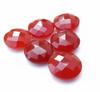 AAA+ Red Onyx Briolette Cabochons: Round Checkerboard Cut Gemstones