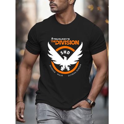 Men' THE DIVISION Gaming T-Shirt - Iconic Print Short Sleeve Round Neck Tee, Soft Breathable Summer Top Suitable for Gym, Outdoor & Casual Wear