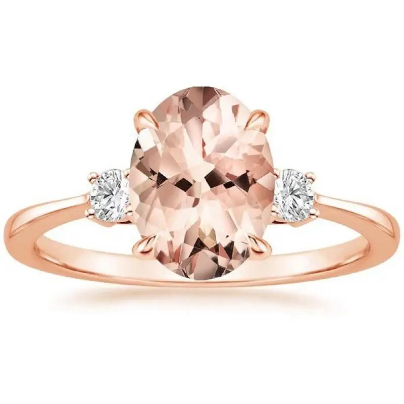 18k Rose Gold Oval Morganite Champagne Ring Classic Women's Ring Jewelry, Girlfriend Wedding Gift 2025