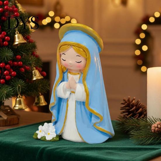 Christmas Resin Ornaments Cute Wishing Girl Figurine, Cartoon Prayer Unique Room Statue, Desktop Ornament, Healing Aesthetic Decoration Hand