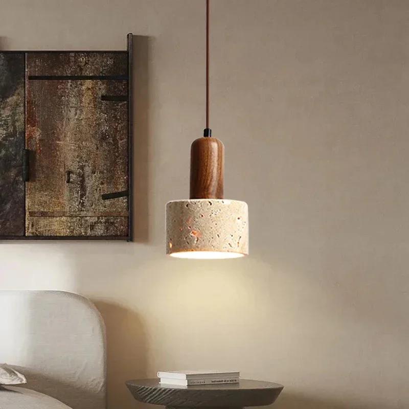Wabi Sabi Travertine LED Droplight Over Dining Desk Kitchen Island Limestone Marble Restaurant Decor Suspension Lamp Lustre