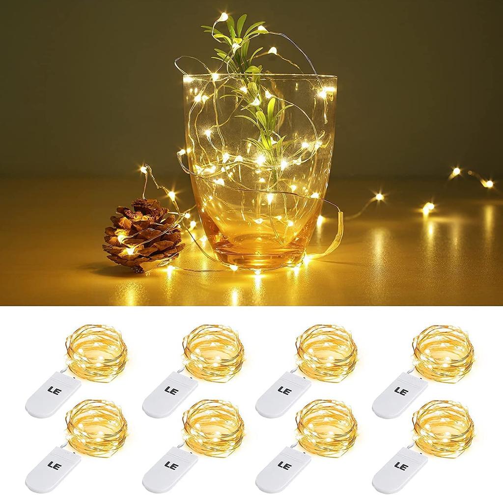 Lighting EVER LED String Fairy 20 Warm Waterproof Copper Christmas Decorative Christmas Tree 16 Button Cell Batteries Included Lights,