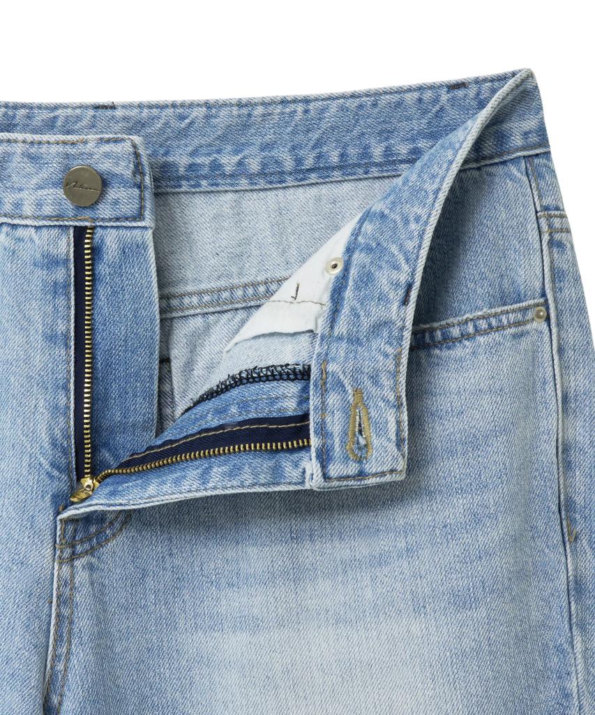NOIRER FOR WOMAN Cotton Loose Flare Pants (Light Blue)