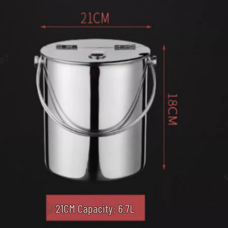 Портативное многоцелевое ведро из нержавеющей стали 20cm, 6.7L