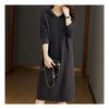 Navava Women Simple Daily Cable Hood Long Sleeve Knit Dress No630