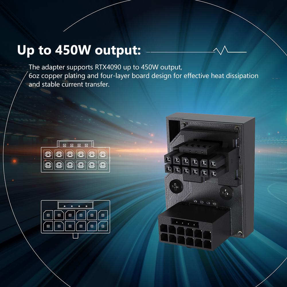 Für RTX 4090 4080 3090 Ti Grafikkarte ATX3.0 Buchse auf Stecker 12VHPWR 12+4Pin Stromadapter 180 Grad Winkelstecker Modular