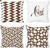 Home Decor Stylish Brown Patterns Love Themed Pillow Covers Pattern Cushion Cover Suitable For Sofa Bedroom Car Pillow Cover