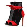 Spring Autumn New Sexy Mesh Ankle Boots Sandals Women Peep Toe Stiletto Heels Fashion Zip Lace Up Ladies Club Party Dance Shoes