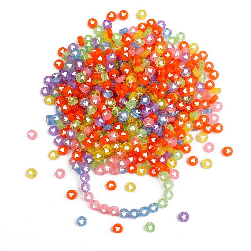 100PCS Acrylic Love Heart Loose Spacer Beads for Jewelry Making
