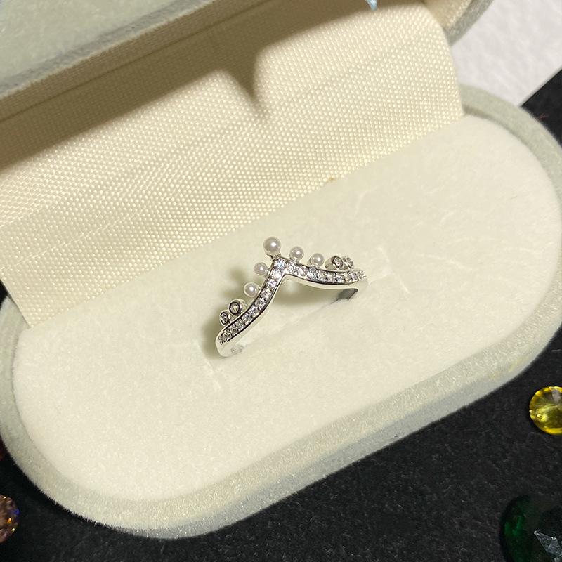 Goddess Crown Zircon Ring: S925 Sterling Silver, Minimalist Adjustable Design for Women