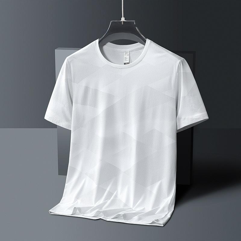 Ice Silk Round Neck T-shirt Medium Fashion Casual Cool Short-sleeved T-shirt For Men