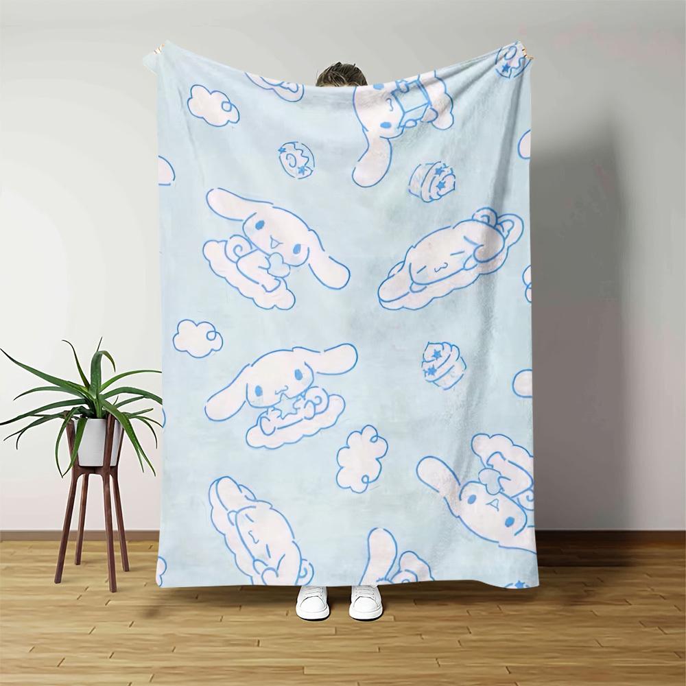 

1pc Sanrio Cinnamoroll Light Blue Cloud Flannel Blanket - 2D Print, Ultra Soft Cozy Throw for Bedroom Living Room Camping 75cmx90cm
