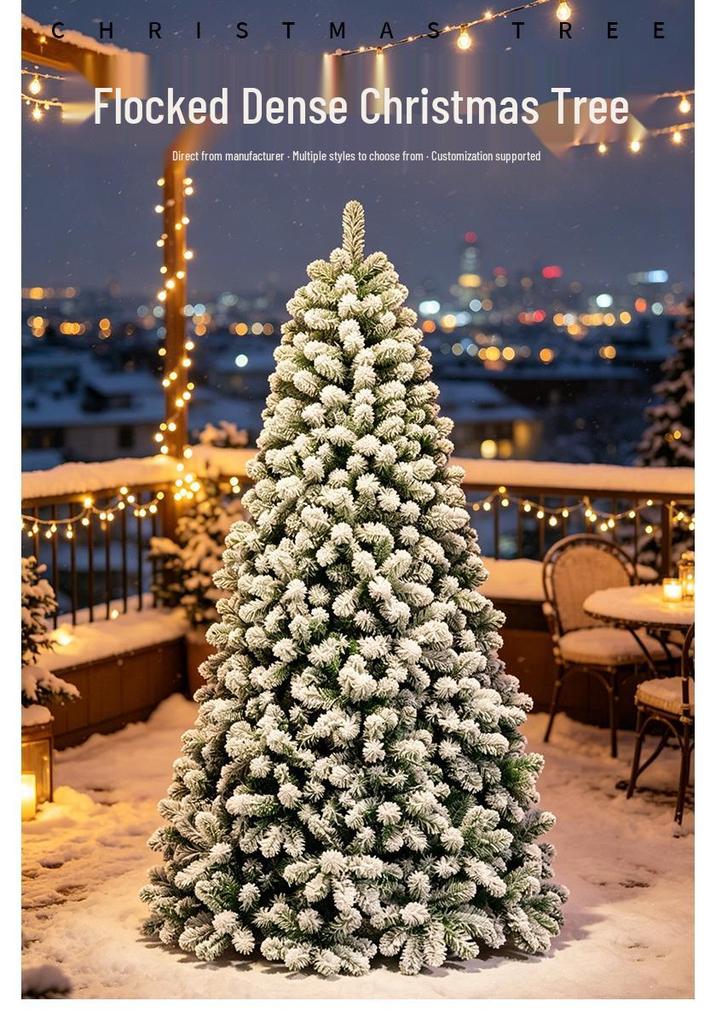 Frosted PVC White Fluff Christmas Tree for Hotel and Commercial Decorations