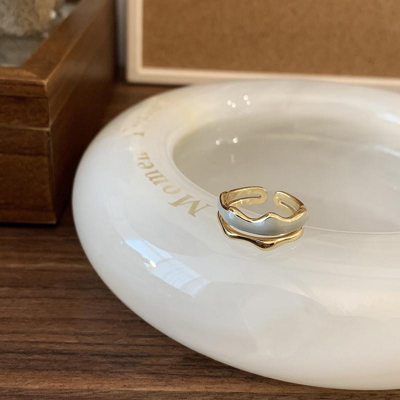 Copper Checkerboard Open Ring Women Geometric Jewelry Fashion Decoration Gifts