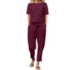 Women's Cotton-Linen Summer Set: Half-Sleeve O-Neck Cardigan & Wide-Leg Pants Retro Two-Piece