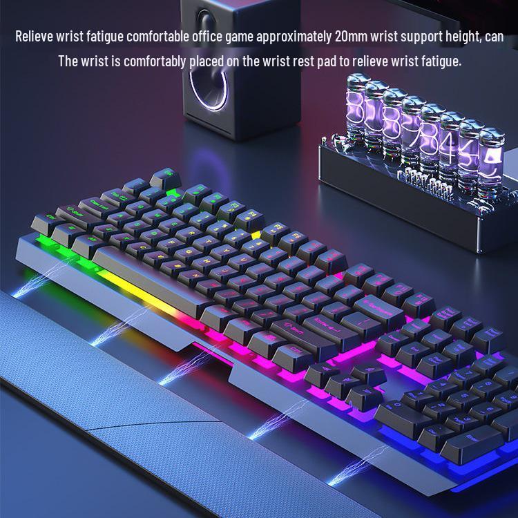 Mechanical Feel Wired Keyboard and Silent Mouse Set for Gaming and Office Use