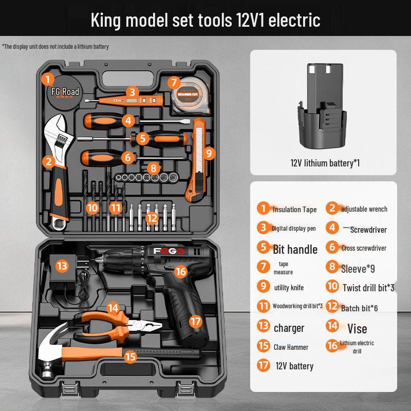 Multifunctional Household Tool Box Set with Electric Drill for Family, Car, and Electrician Repairs