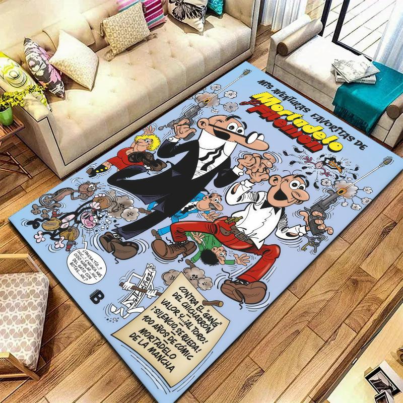 Mort Phil Mortadelo Y Filemon Carpet Rug for Living Room Bedroom Home Sofa Decoration,Kids play Nonslip Floor Mat