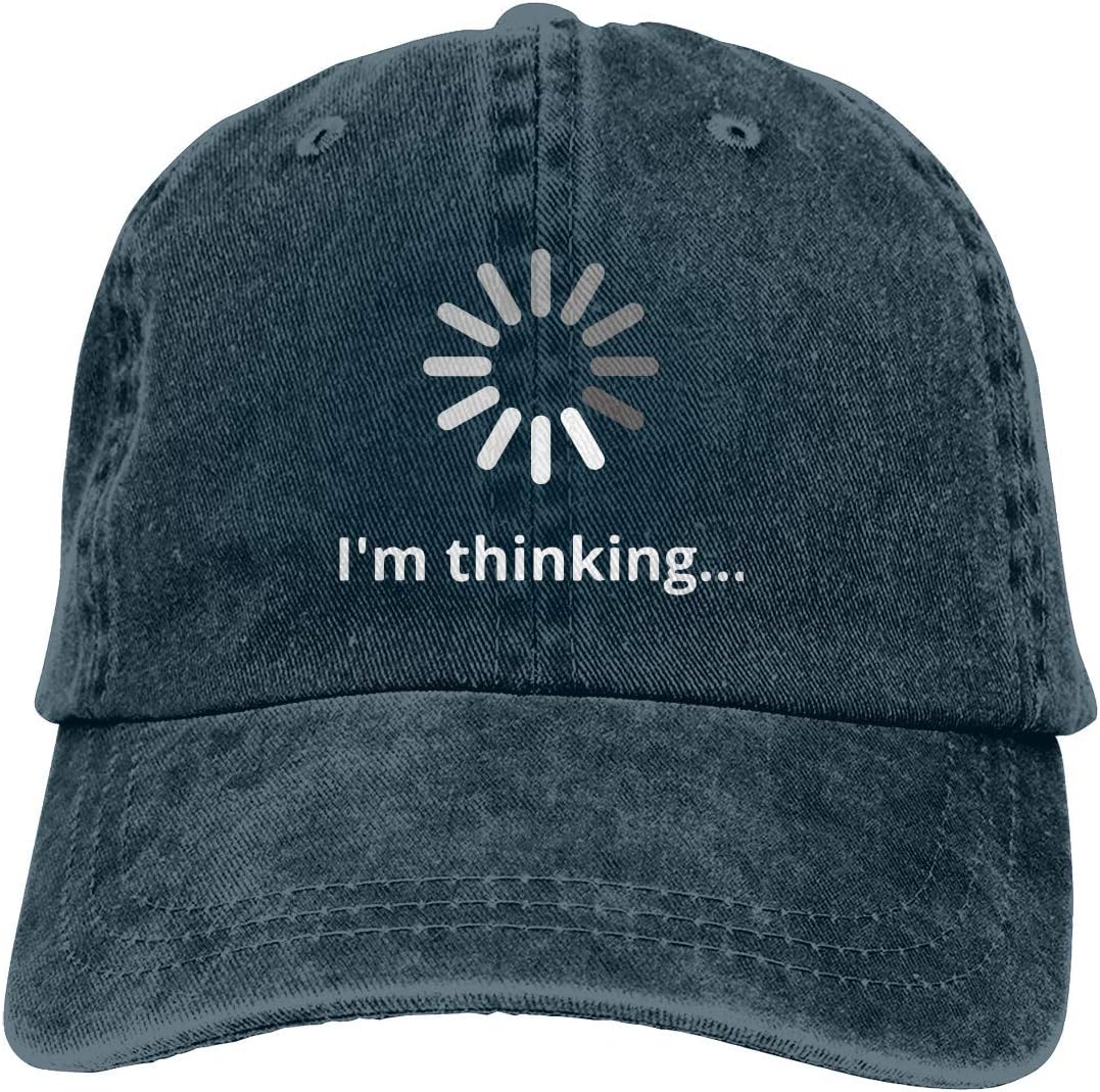 I m Thinking Loading Spinner Baseball Cap Vintage Washed Denim Adjustable Adult Hat Outdoor One Size темно-синий