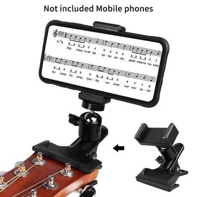 Guitar Head Clip 360 Degree Rotating Mobile Phone Holder Portable Live Broadcast Bracket Clip Guitar Accessories for Musicians