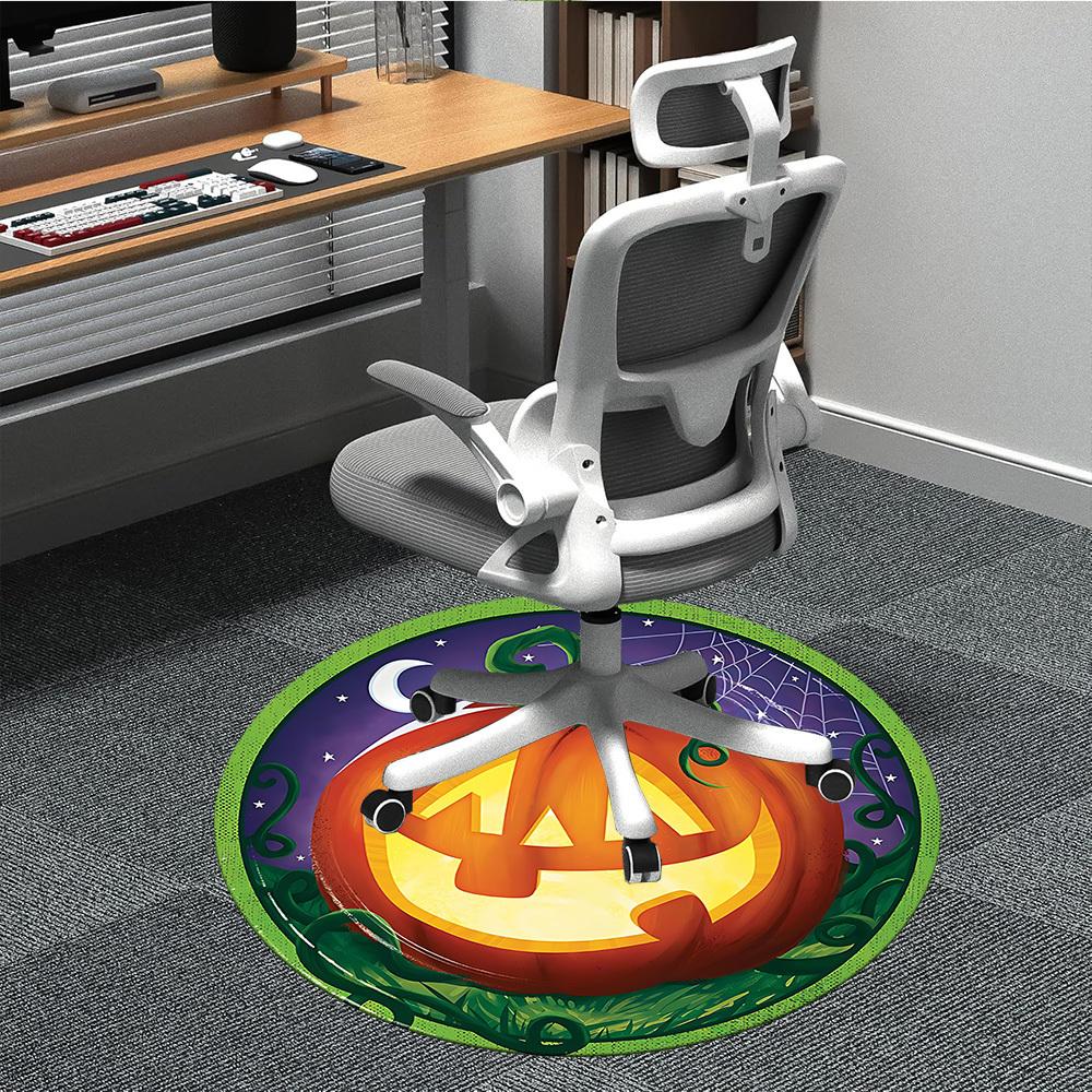 1pc Halloween Pumpkin Chair Carpet for Office Non-Slip, Lightweight, Machine Washable Rug for Office, Room - Holiday Decoryy251016008