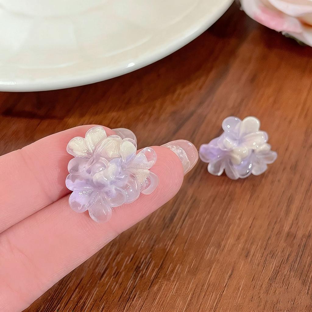 New Korean Romantic Resin Flower Stud Earrings for Women Girl Cute Aesthetic Charm Vintage Fashion Jewelry Accessories Wholesale