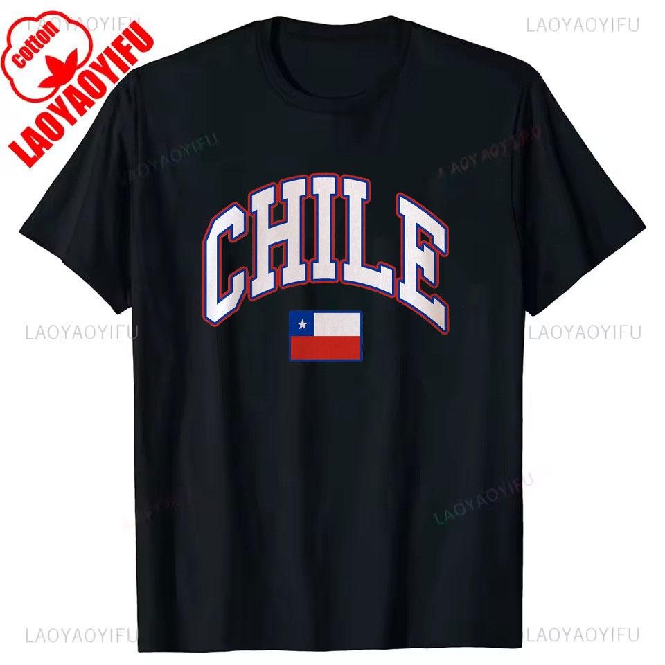 Chile Flagge Stolzer Chilene Aufdruck T-Shirt Herren Damen Baumwolle Humor Streetwear T-Shirt Kurze Ärmel Unisex Locker Kleidung Herren