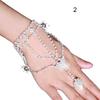 Bridal Wedding Crystal Rhinestone Slave Bracelet Wristband Harness & Ring Cuff