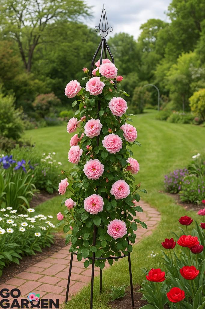 Garden pergola metal tower rose flowers metal garden