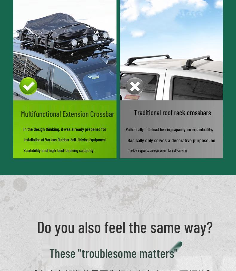 Compatible Roof Rack Crossbars Extension for Ideal L9/L8/L7 Models - Travel Suitcase Modification Accessories