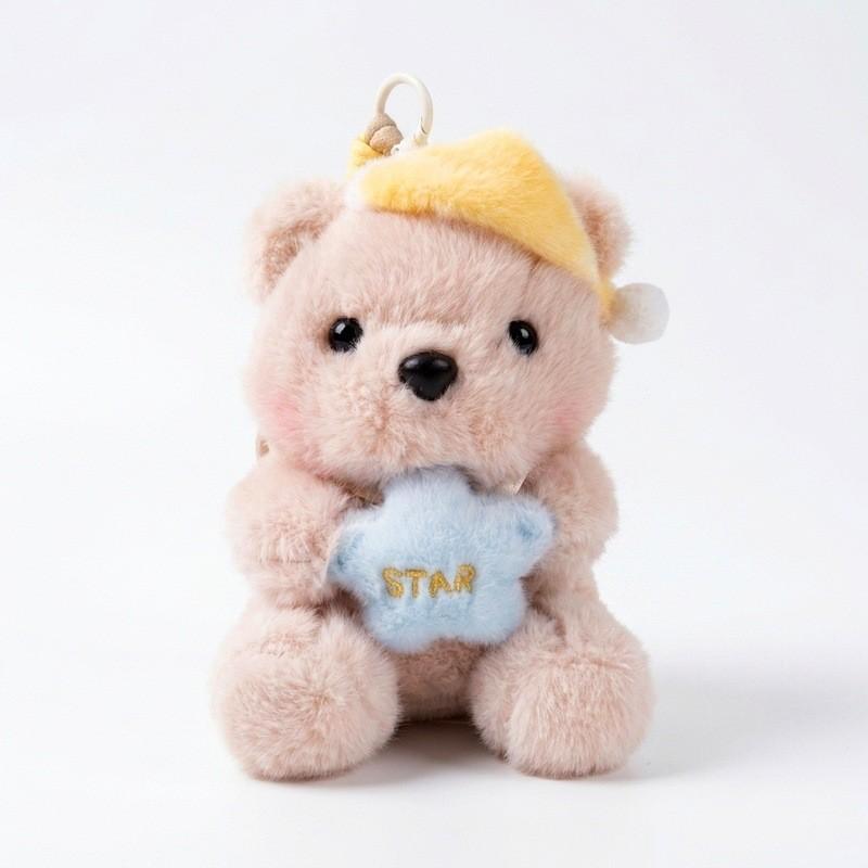 Bear Plush Keychain With Star And Moon Designs For Kids And Adults