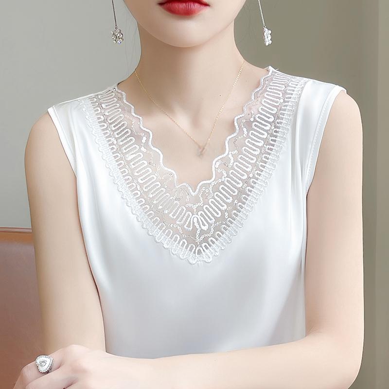 

Женская летняя майка-топ из смеси шелка тутового шелкопряда, 50% шёлка, дышащий, прохладный, 50% полиэстерового волокна, облегающая рубашка-низ S белый