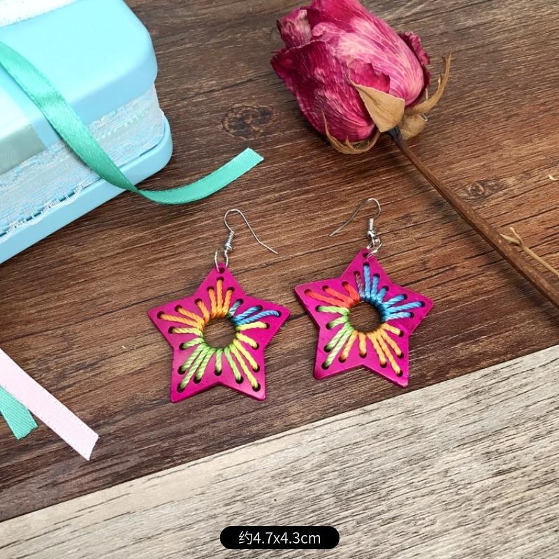 Natural handmade coconut shell earrings Bohemian women's retro cute versatile earrings temperament earrings