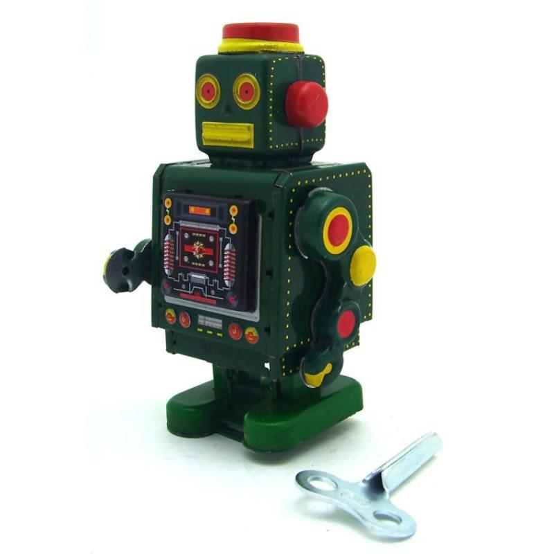 

Robot Collection Retro Model Tin Toys Tin Robot Clockwork Toys Wind-up Toy зелёный