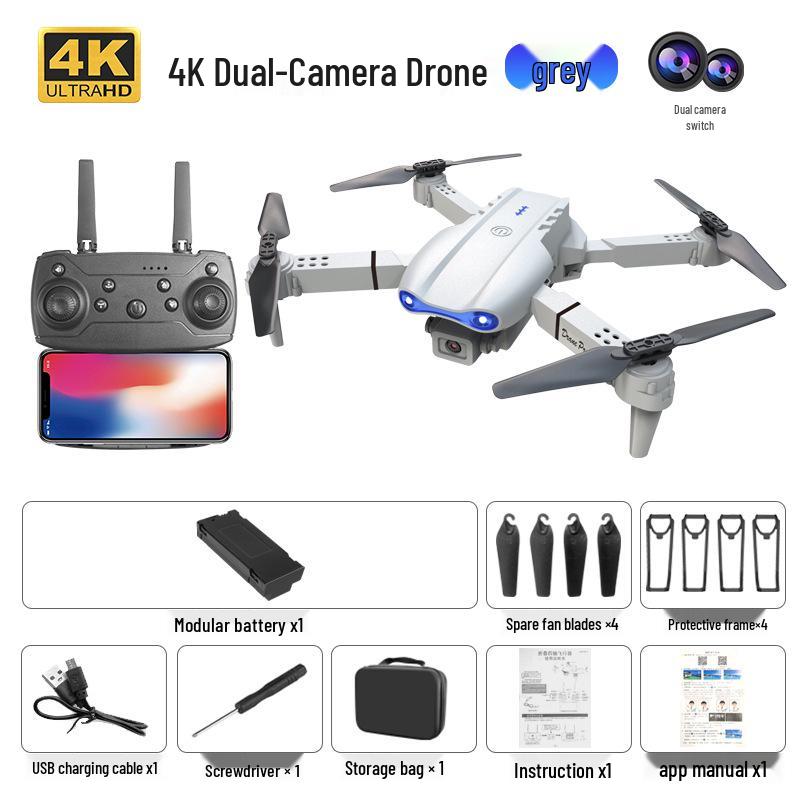 Drone Dobrável E99Pro com Câmeras HD Duplas e Altitude Hold, Aeronave de Controle Remoto de 4 Eixos E88Pro K3