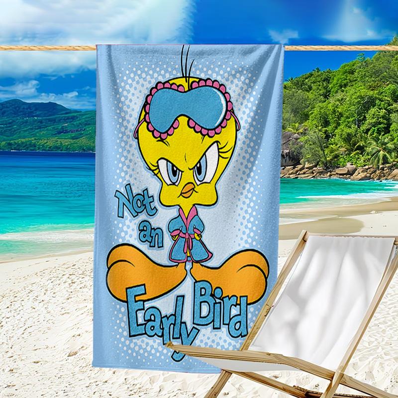 1pc Tweety3 Beach Towel, Beach and Seaside Swimming Pool Equipment, Fashion Pattern, Rectangular, Travel Essentials