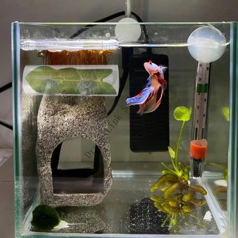 Q1FD Green Artificial 3D Print with Suction Cup for Terrarium Hideouts Home Decors