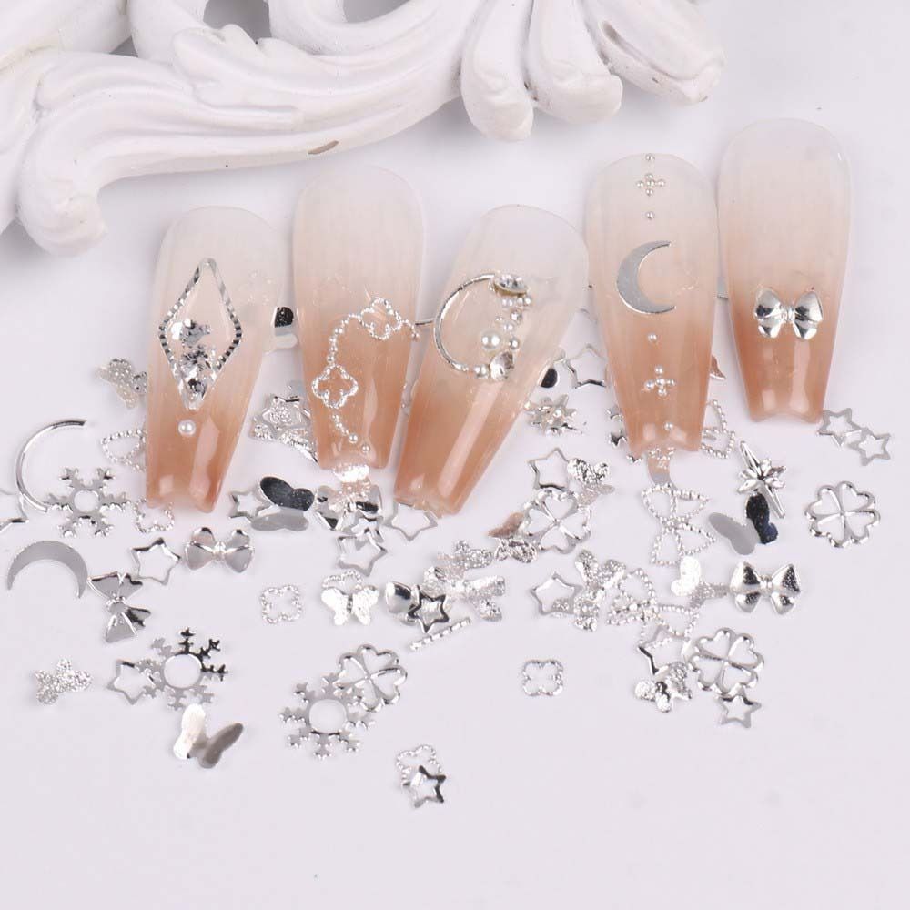 

Золото, серебро, металлические звезды, аксессуары для ногтей, металлические украшения для ногтей с бантом, маникюрша