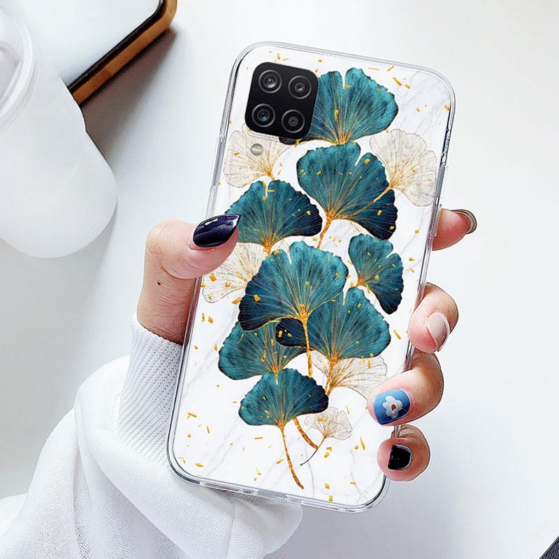 Phone Case For Samsung A12 M12 F12 Floral Silicon Cover For Samsung Galaxy A12 5G Fundas Coque Transparent Soft Capas Flower TPU
