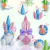 Easter Bunny Faceless Doll with Knitted Pink and Blue Rabbit Ears Ornament