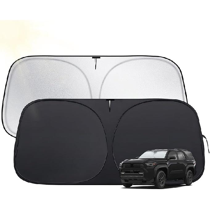 Windshield Sun Shade For Toyota 4Runner 2010-2025,  Fit Car Sun Shades With 420D Fabric & Foldable Memory Steel Wire, Sunshade For Car Windshield