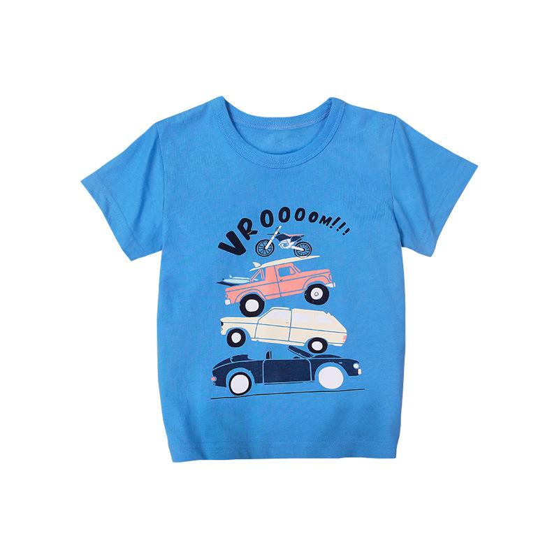 

Летняя футболка для мальчиков, новая, с мультяшным принтом тигра, льва и других животных, белая, спортивная 140cm（8Y） синий