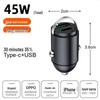 200W Super Fast Mini Car Charger, 12V/24V, Flash Charge for Android & Apple with Pull Ring Design