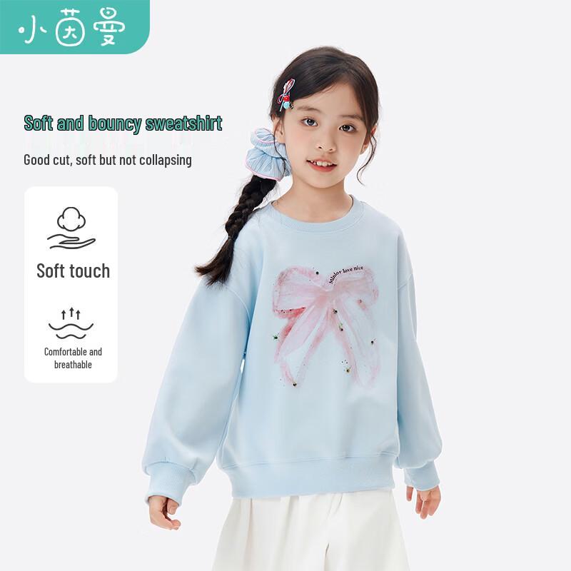 Girls Contrast Bowknot Knit Sweatshirt 150